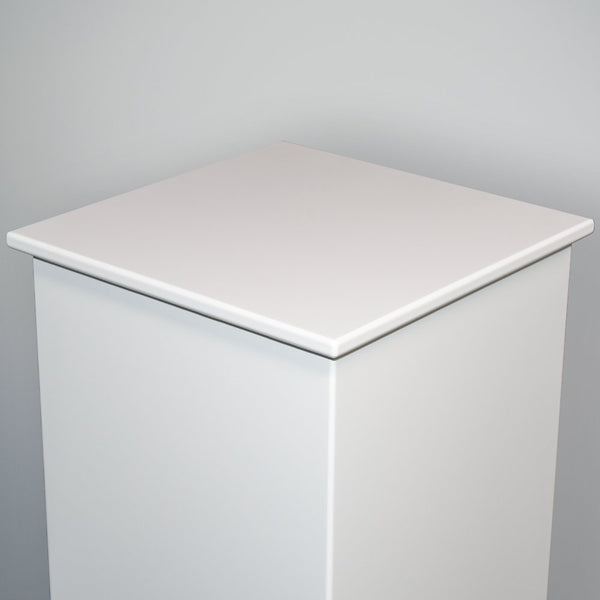 Retail Display Plinth with larger top, white - Premier Woodshop