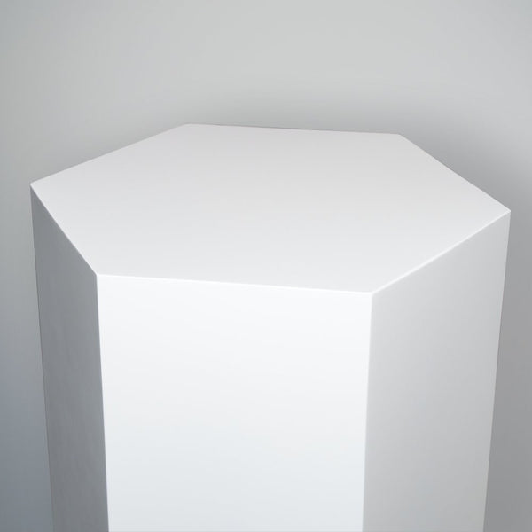 White Sprayed Exhibition Plinth Hexagon  - Premier Woodshop