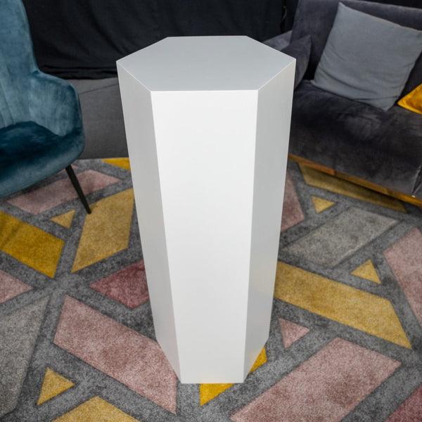 Hexagonal Plinth in White, for Events - Premier Woodshop