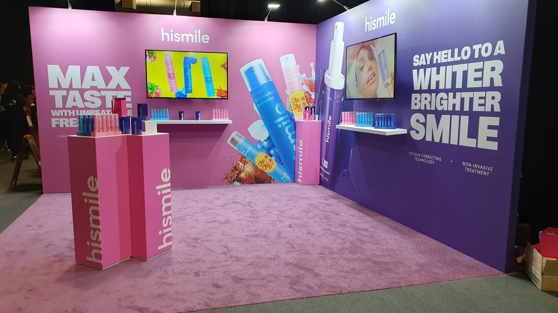 HiSmile exhibition stand built by Premier Woodshop
